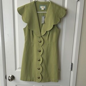 Maeve Button-Front Mini Dress in Soft Green